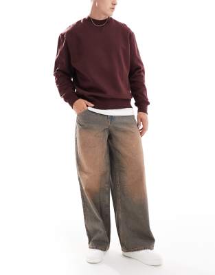 Asos Design Super Baggy Jeans With Pink Tint In Brown