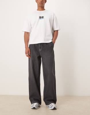Asos Design Super Baggy Jeans With Pleat Details