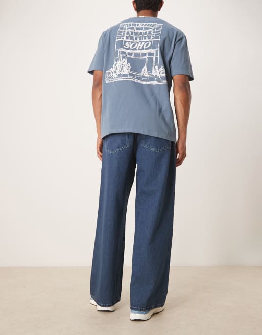 ASOS DESIGN super baggy jeans with pleat details in indigo wash, 3 of 5