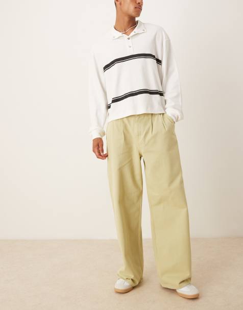 ASOS DESIGN super baggy jeans with pleats in green - view 1