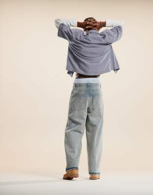 Asos Design Super Baggy Jeans With Purple Tint In Blue