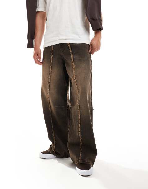 ASOS DESIGN super baggy jeans with raw edge in grey - view 1