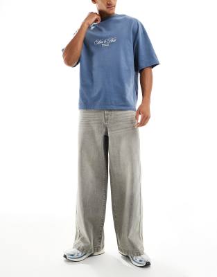 Asos Design Super Baggy Jeans With Side Panel In Gray