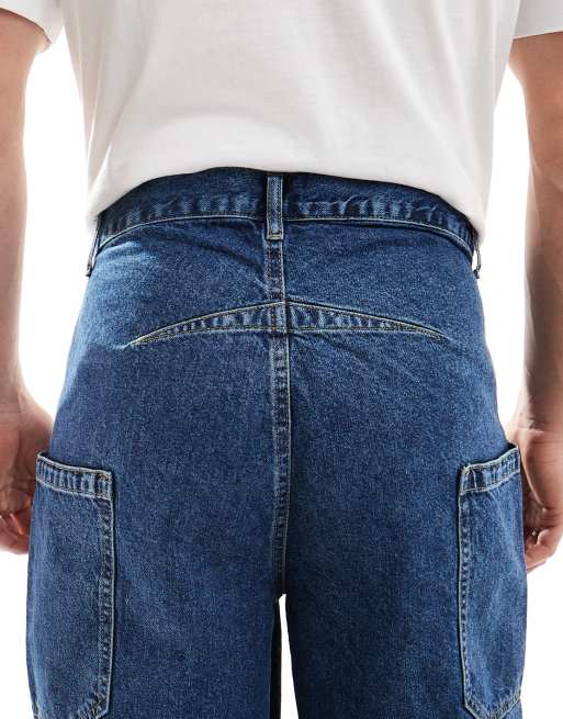 ASOS DESIGN super baggy jeans with side pocket details in dark wash blue, 5 of 5