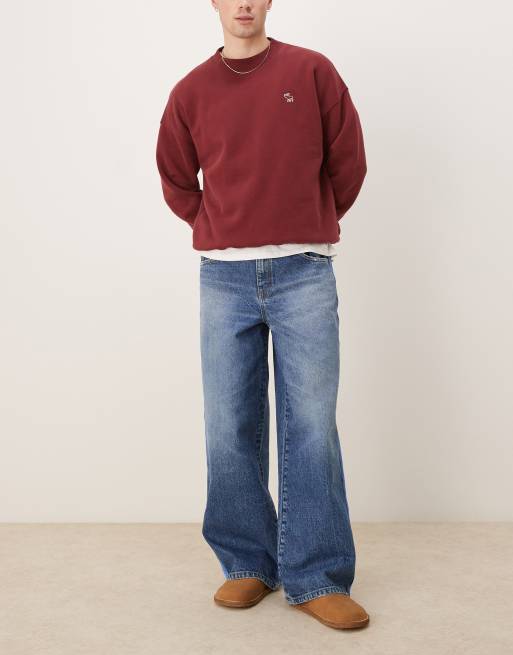ASOS DESIGN super baggy jeans with side stripe in mid wash blue, 2 of 5