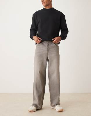 Asos Design Super Baggy Jeans With Tint In Gray