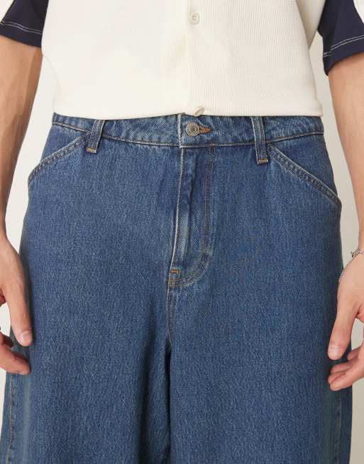 ASOS DESIGN super baggy jeans with twisted seams in mid wash blue, 5 of 5
