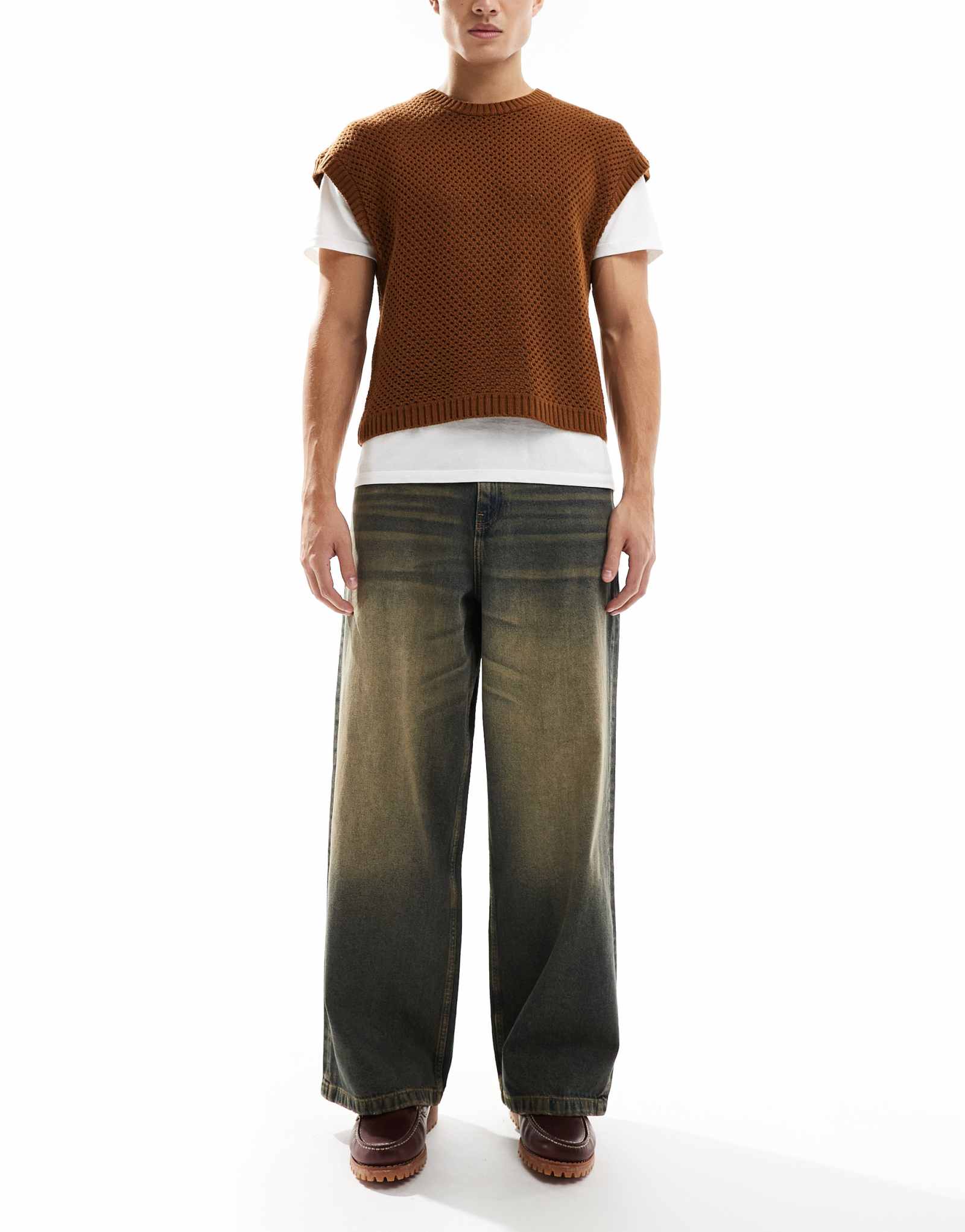 ДИЗАЙНЕРСКИЕ супер мешковатые джинсы ASOS винтажного оттенка темно-синего цвета