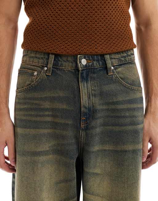 ASOS DESIGN super baggy jeans with vintage tint in dark wash blue