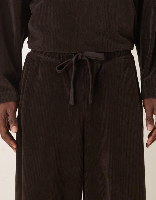 ASOS DESIGN - Super baggy joggingbroek van geribbelde velour in bruin, deel van co-ord set, 4 van 5