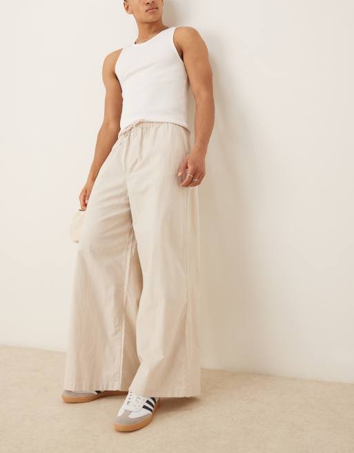 ASOS DESIGN super baggy linen blend pants in stone