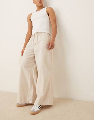 ASOS DESIGN super baggy linen blend pants in white