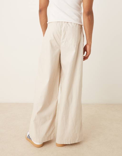 ASOS DESIGN super baggy linen blend pants in stone