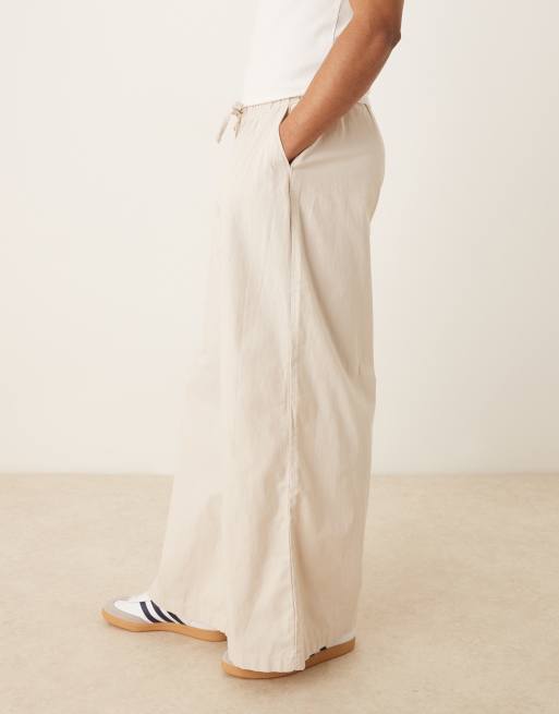 ASOS DESIGN super baggy linen blend pants in stone