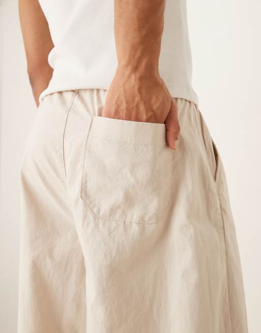 ASOS DESIGN super baggy linen blend pants in stone