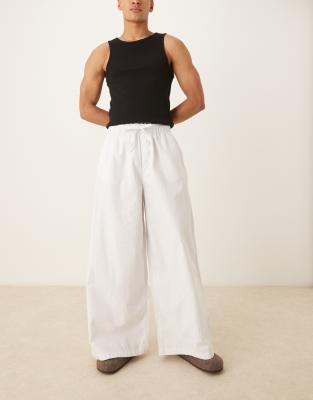 ASOS DESIGN Belle beach pants with linen in natural