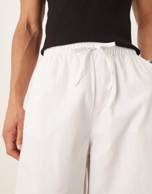 ASOS DESIGN super baggy linen blend pants in white
