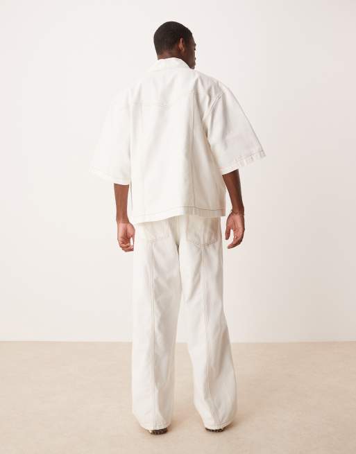 ASOS DESIGN - Super-baggy og råhvide bukser med sømdetaljer - Del af sæt, 2 af 5