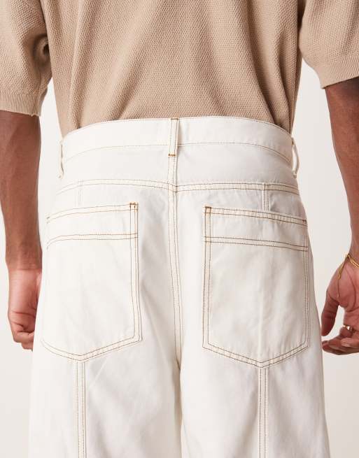 ASOS DESIGN - Super-baggy og råhvide bukser med sømdetaljer - Del af sæt, 5 af 5