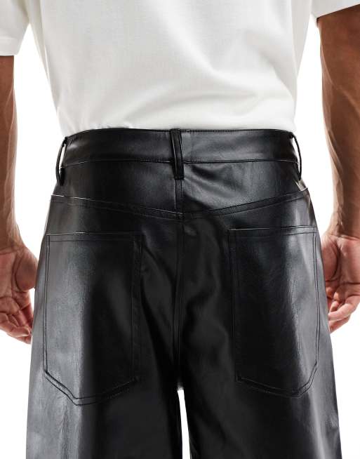 ASOS DESIGN super baggy trousers in black faux leather