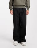 [ASOS DESIGN] ASOS DESIGN super baggy pants in black nylon with pleats W28 L32 BLACK