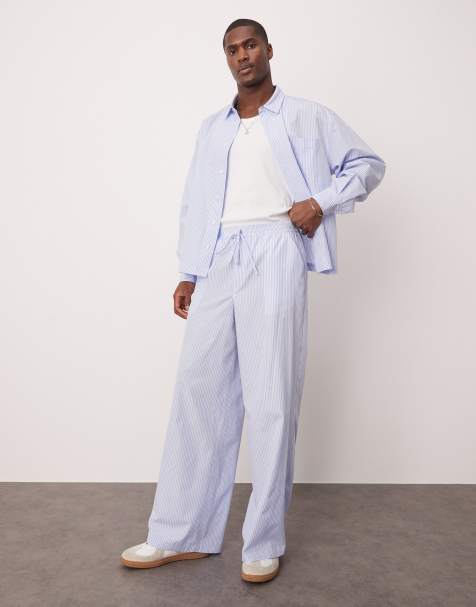 ASOS DESIGN super baggy pants in blue stripe (part of a set) - view 1