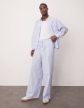 [ASOS DESIGN] ASOS DESIGN super baggy pants in blue stripe (part of a set) L BLUE