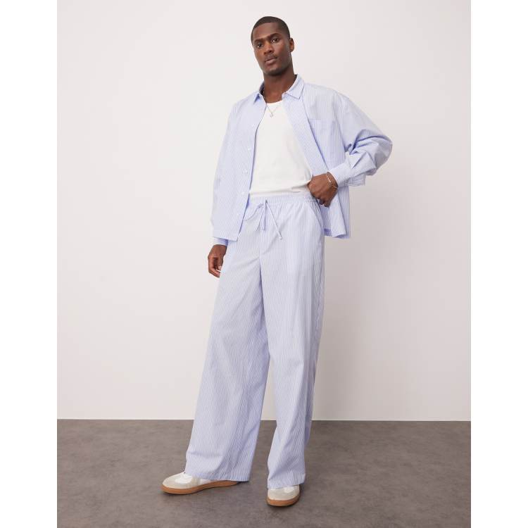 パンツ baggy stripe slacks navy normcore Pleated Wide Pants | Pinstripe | UNIQLO US