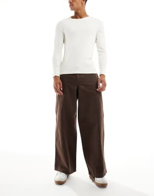 Asos Design Super Baggy Pants In Brown