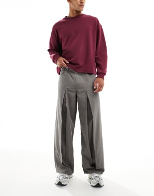 Asos Design Super Baggy Pants In Gray