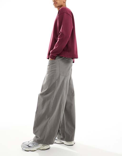 ASOS DESIGN super baggy pants in charcoal with pleat