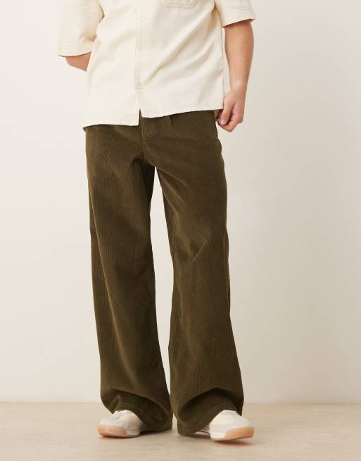 ASOS DESIGN super baggy pants in khaki corduroy