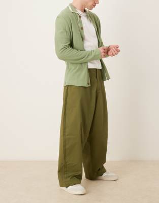 Asos Design Super Baggy Pants In Green