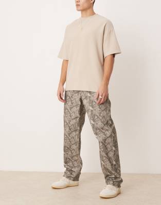 super baggy pants with camouflage print-Multi