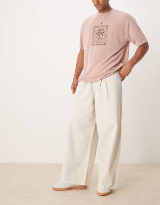 Asos Design Super Baggy Pants With Large Pleat Details In Gray