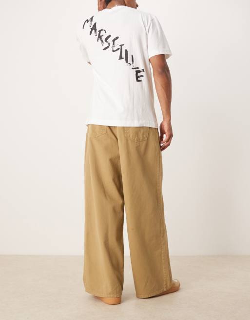 ASOS DESIGN super baggy pants with pleat detail in tan 