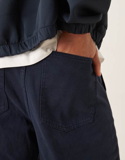 ASOS DESIGN super baggy pants with seam detail in navy, 2 of 5