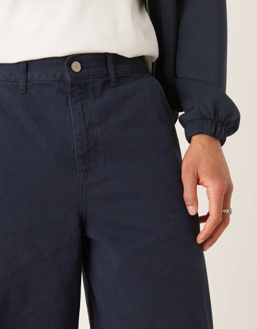 ASOS DESIGN super baggy pants with seam detail in navy, 3 of 5