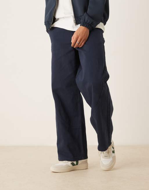 ASOS DESIGN super baggy pants with seam detail in navy, 4 of 5