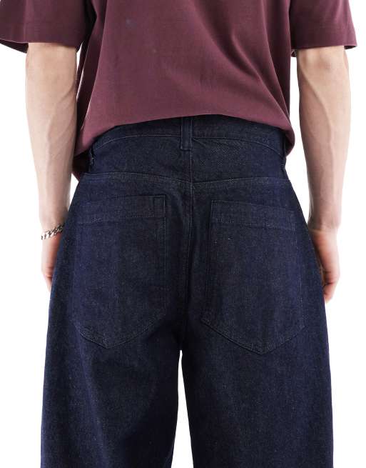 ASOS DESIGN super baggy pleated jeans in rinse wash blue