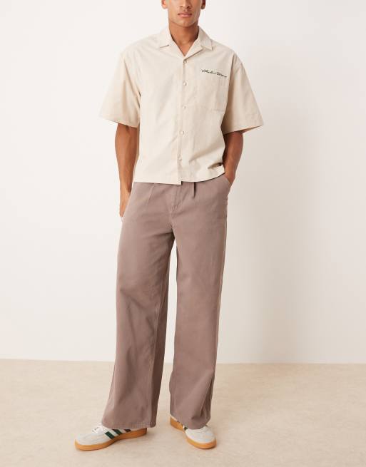 ASOS DESIGN super baggy pleated trouser in brown