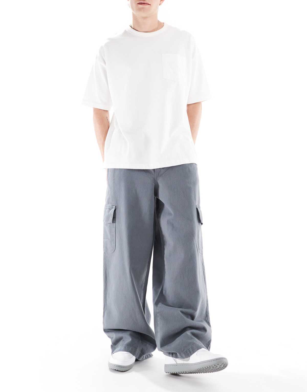 ASOS DESIGN super baggy pull on cargo in grey