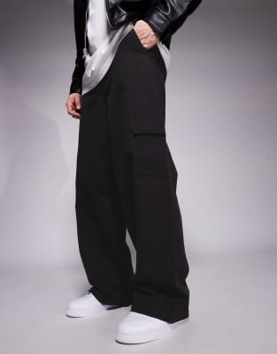 ASOS DESIGN super baggy pull on cargo pants in black