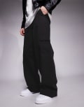 [ASOS DESIGN] ASOS DESIGN super baggy pull on cargo pants in black M BLACK