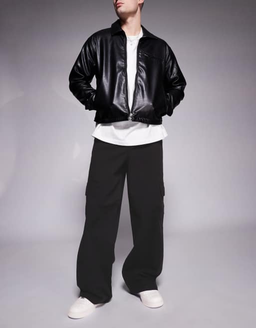ASOS DESIGN super baggy pull on cargo pants in black