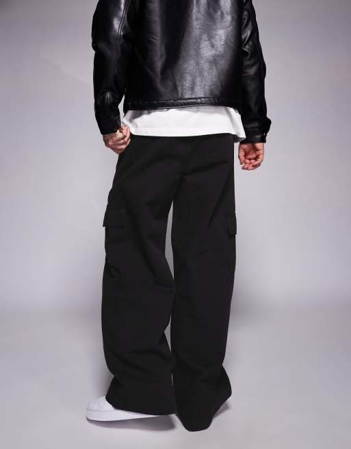 ASOS DESIGN super baggy pull on cargo pants in black