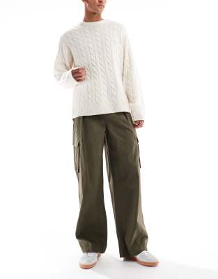 Asos Design Super Baggy Pull On Cargo Pants In Green