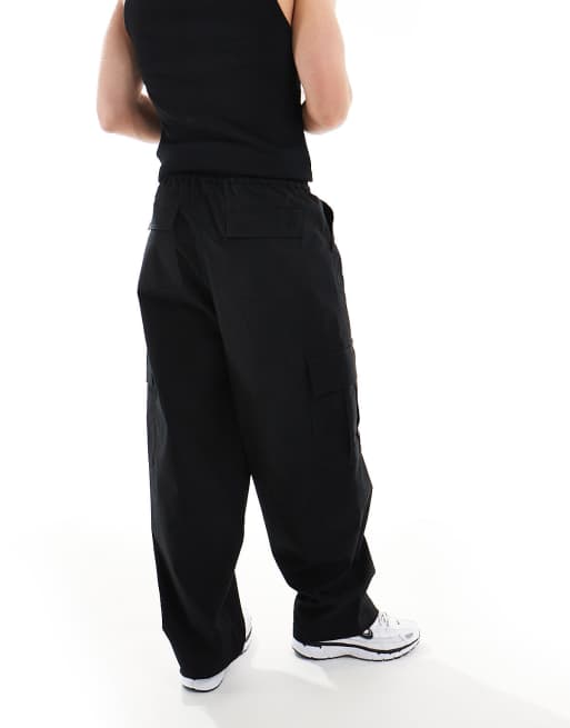 ASOS DESIGN super baggy pull on cargo pants in black