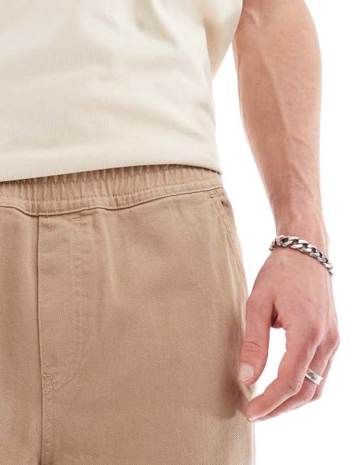 ASOS DESIGN super baggy pull on cargos in beige
