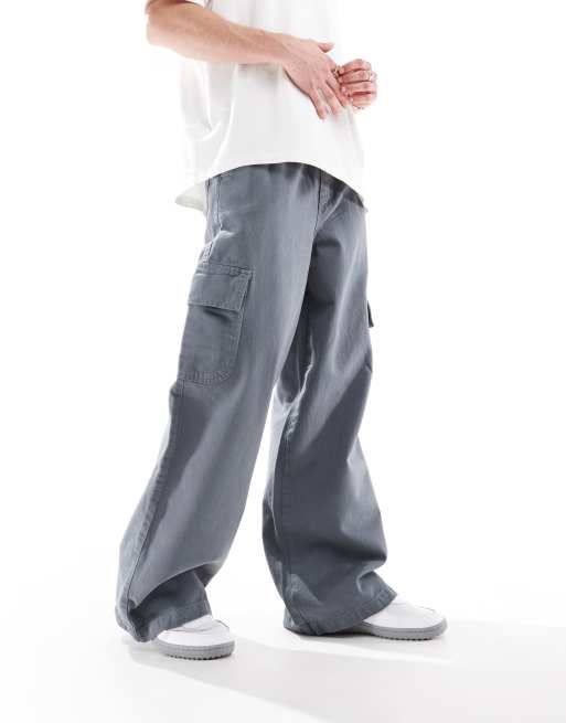 ASOS DESIGN super baggy pull on cargos in grey